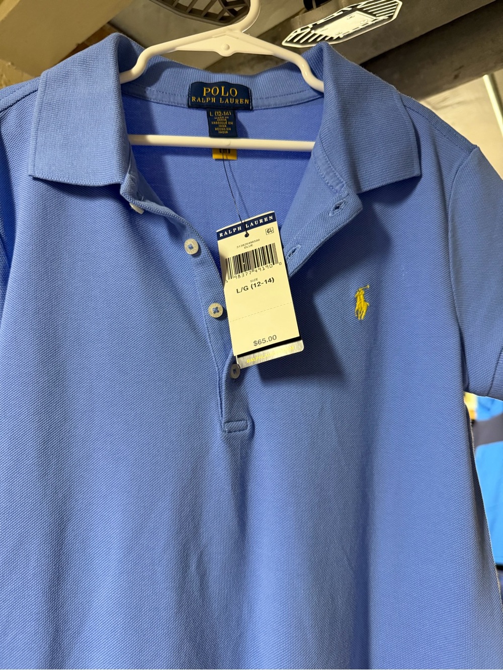 Polo by Ralph Lauren Light Blue Short-Sleeve Pique Polo with Yellow Pony